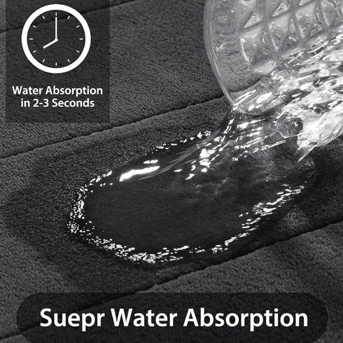 Luxury Memory Foam Bathroom Mat Set – 3 Piece Non-Slip (Black)