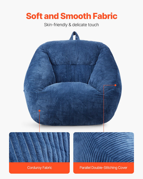 Luxury Memory Foam Bean Bag Chair – Soft Teddy Velvet (Blue)
