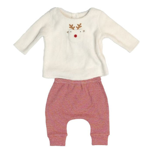 Christmas Reindeer Embroidered Baby Girls Pyjamas