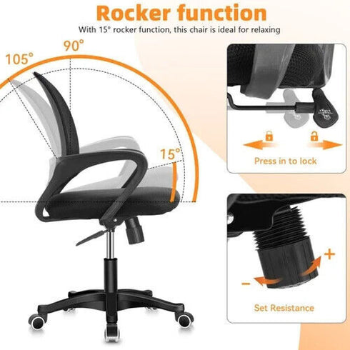 Seemly Ergonomic Mesh Office Chair – Adjustable Height & Swivel