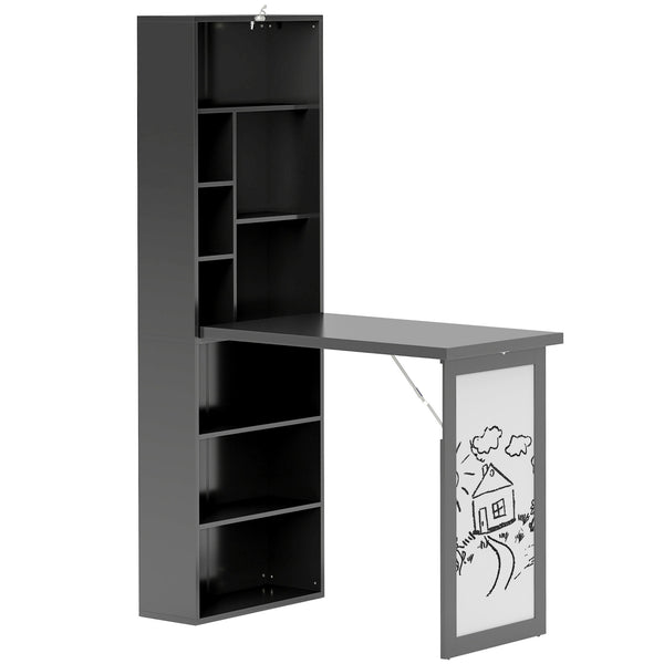 Seemly 3-Part Work Desk with Storage & Writing Board – Black