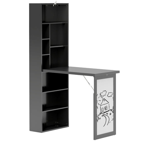 Seemly 3-Part Work Desk with Storage & Writing Board – Black