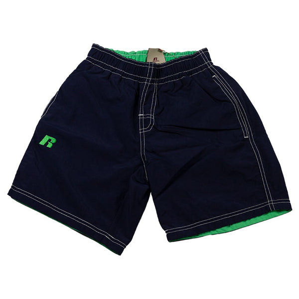 Russell Solid Swim Shorts With R-Logo Embroidery