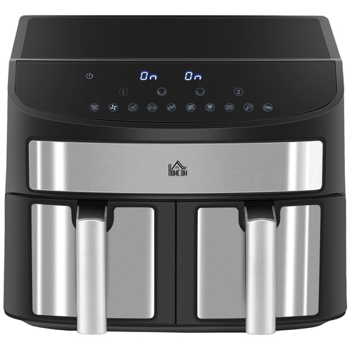 Dual Zone Air Fryer, 10-in-1 8L Family Size With Sync Cook & Sync Finish, 60-Minute Timer For Oil Free & Low Fat Cooking, 2400W