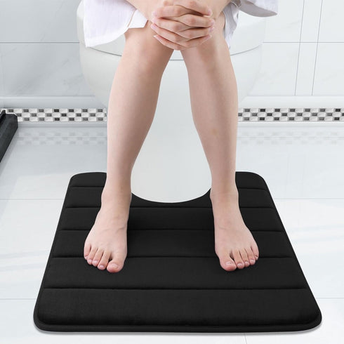 Luxury Memory Foam Bathroom Mat Set – 3 Piece Non-Slip (Black)