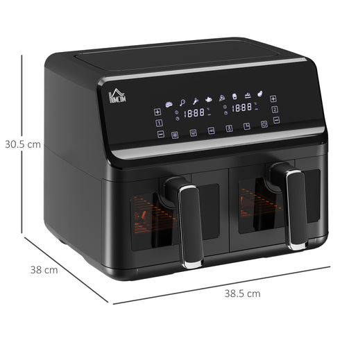 8L Dual Basket Air Fryer Oven – 8-in-1 Digital Display, Visible Window, Timer, Preheat Function, 2500W Oil-Free Cooking