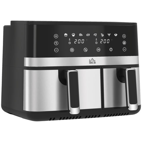 HOMCOM 8.5L Dual Basket Air Fryer, With Sync And Multi-Menu Cooking