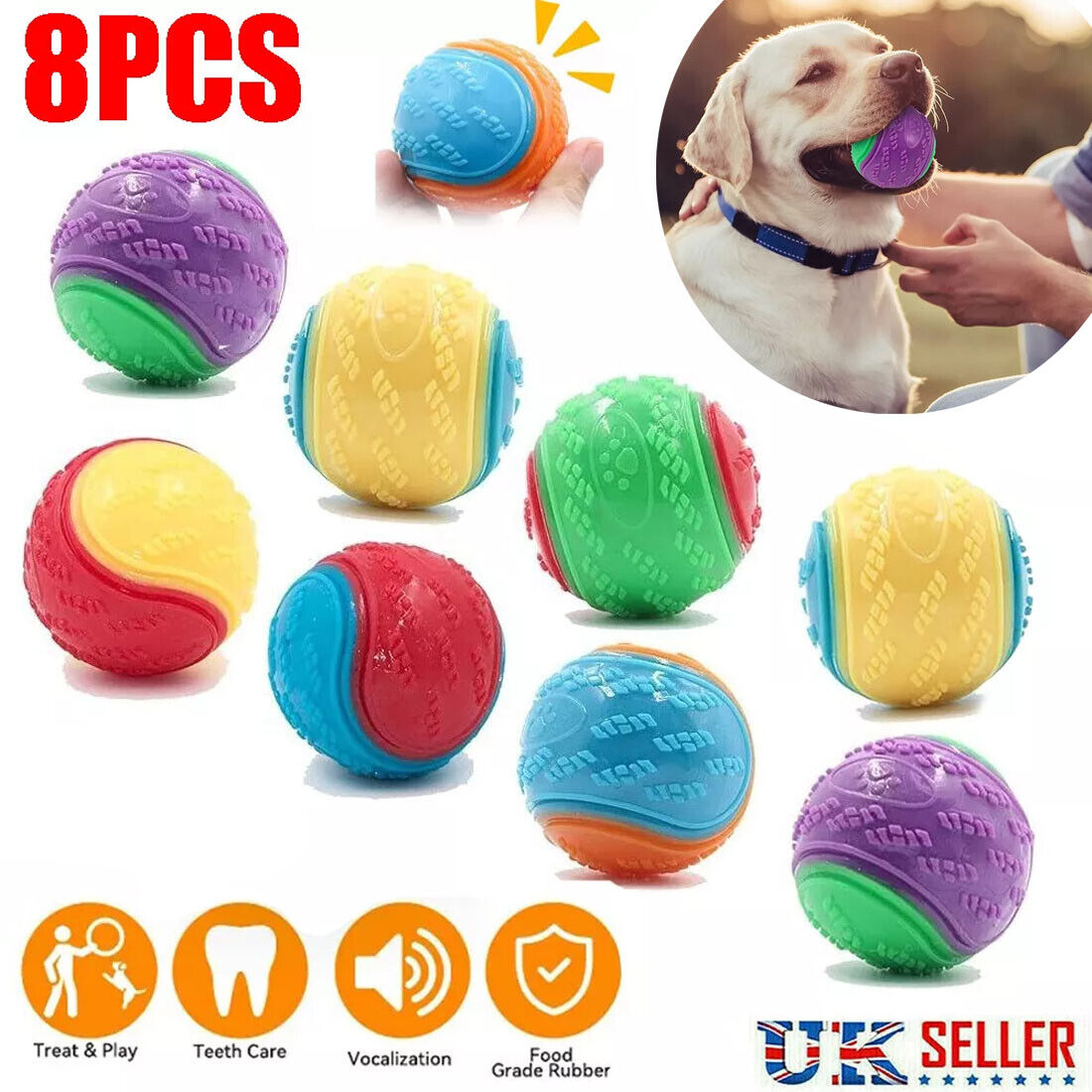 Scooby-Doo Durable Squeaky Dog Ball Set (8 Pack)